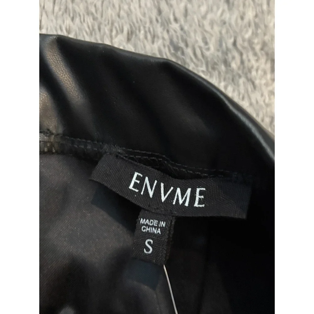 NWT ENVME Vegan Leather Pants Womens Small Black Faux Lace Up Clubwear